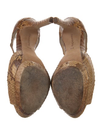 Alexandre Birman Snakeskin Animal Print T-Strap Pumps