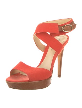 Alexandre Birman Canvas Leather Trim Embellishment Sandals