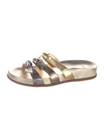 Alexandre Birman Embossed Leather Animal Print Slides