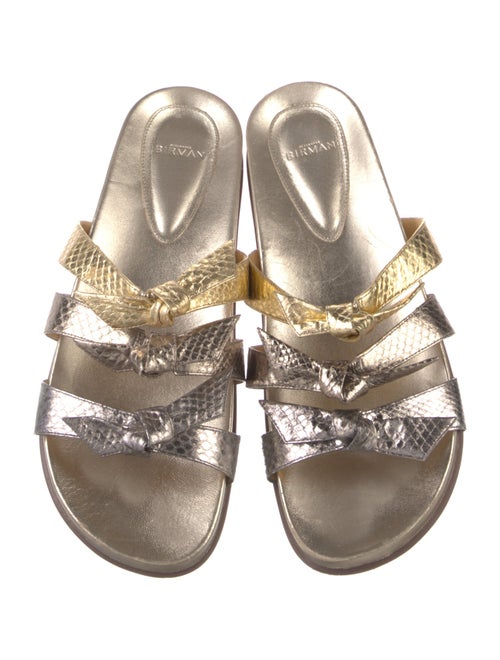 Alexandre Birman Embossed Leather Animal Print Slides