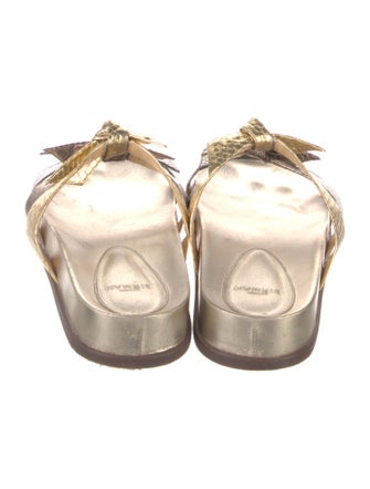 Alexandre Birman Embossed Leather Animal Print Slides