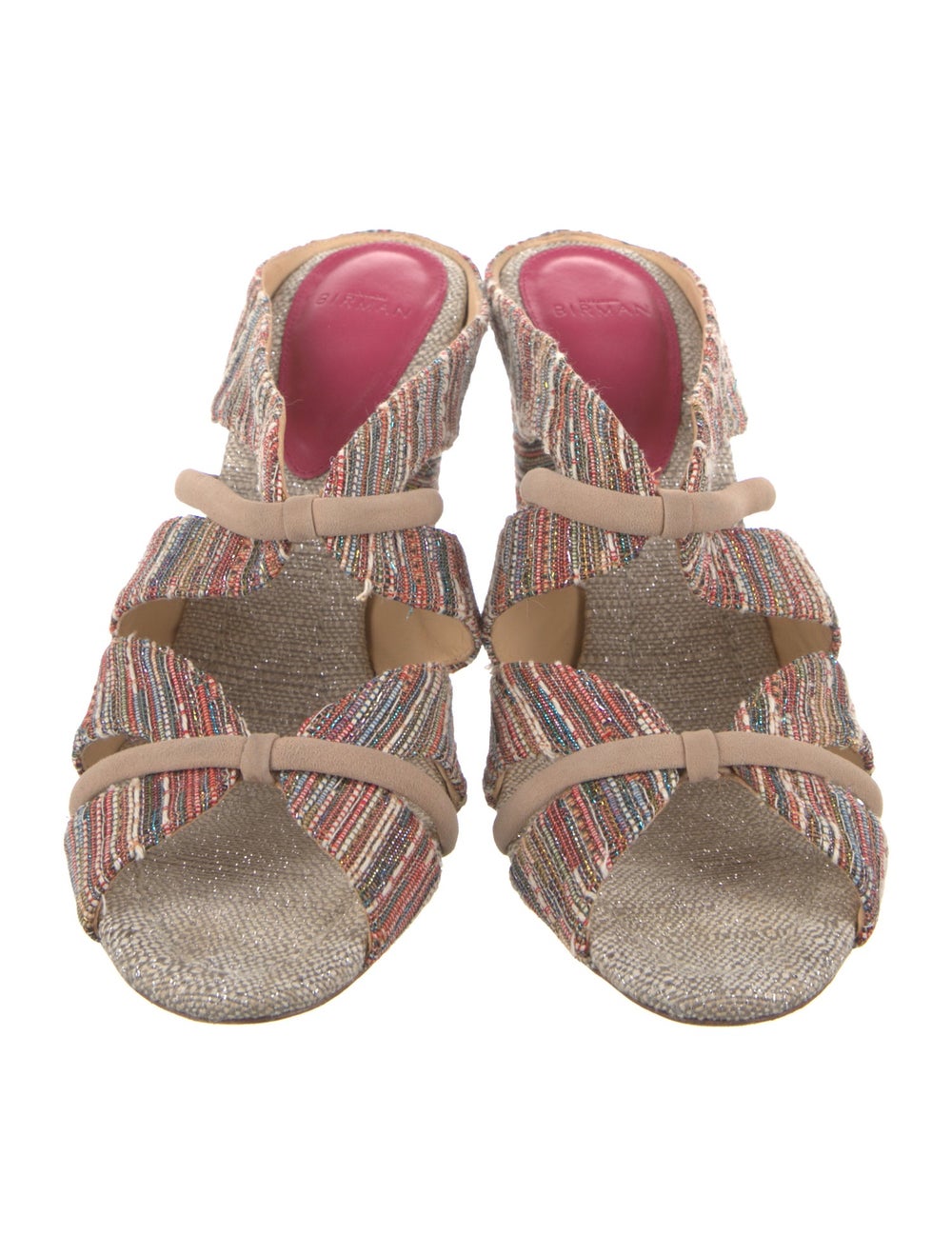 Alexandre Birman Canvas Slides Neutrals Striped G… - image 3