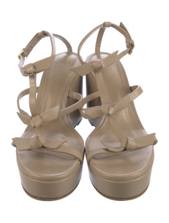 Alexandre Birman Leather Bow Accents T-Strap Sandals