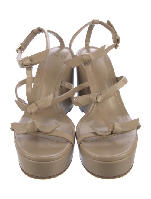 Alexandre Birman Leather Bow Accents T-Strap Sandals