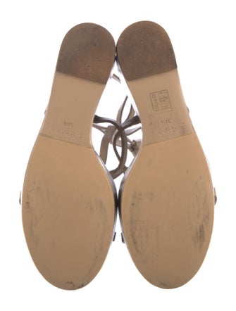 Alexandre Birman Leather Bow Accents T-Strap Sandals