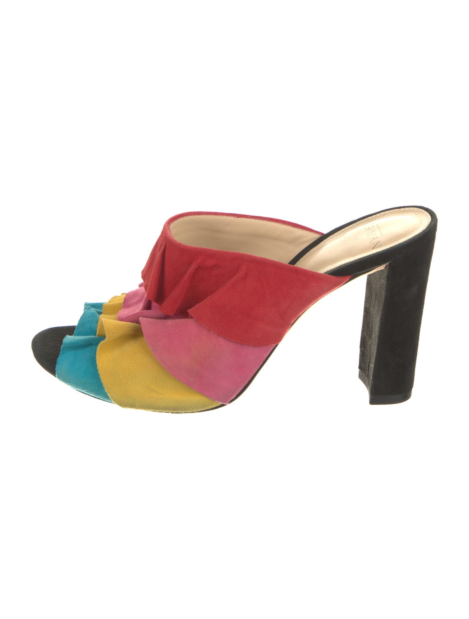Alexandre Birman Suede Colorblock Pattern Slides