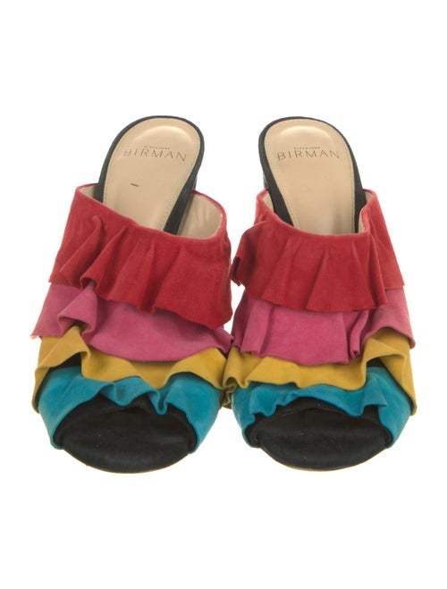 Alexandre Birman Suede Colorblock Pattern Slides