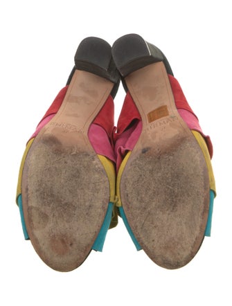 Alexandre Birman Suede Colorblock Pattern Slides