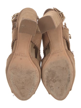 Alexandre Birman Suede Whipstitch Trim Slingback Pumps