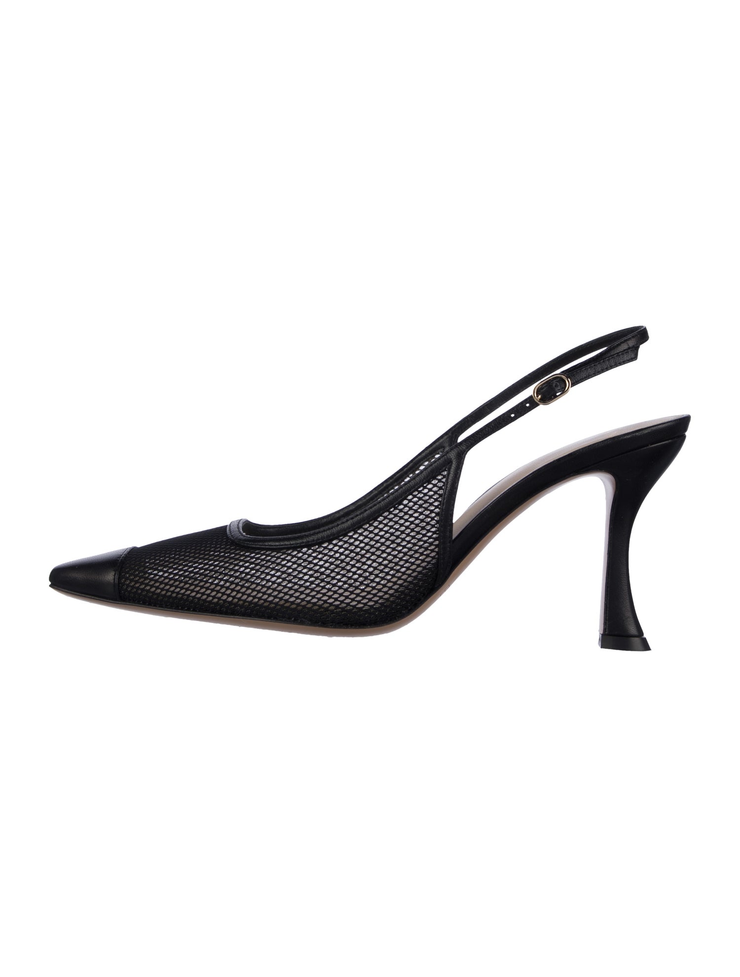 Alexandre Birman Leather Mesh Accents Slingback Pumps