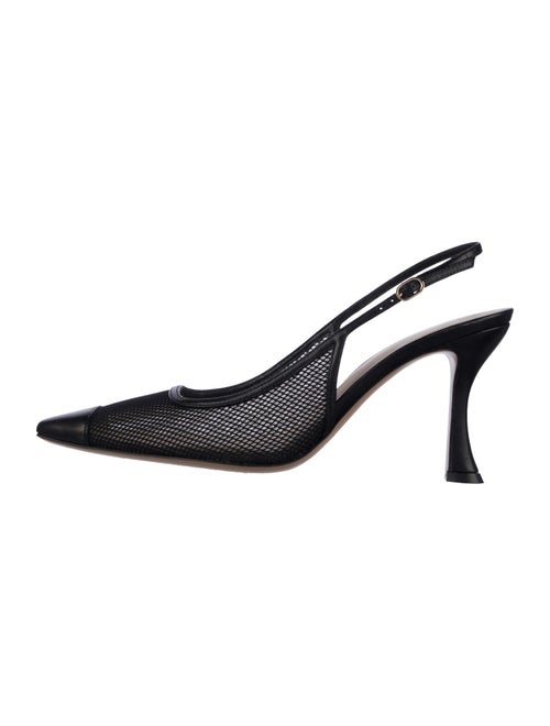 Alexandre Birman Leather Mesh Accents Slingback Pumps