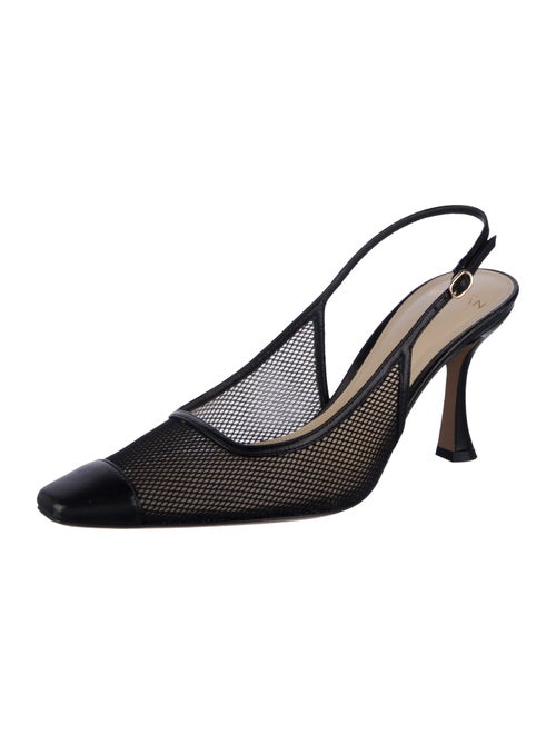 Alexandre Birman Leather Mesh Accents Slingback Pumps