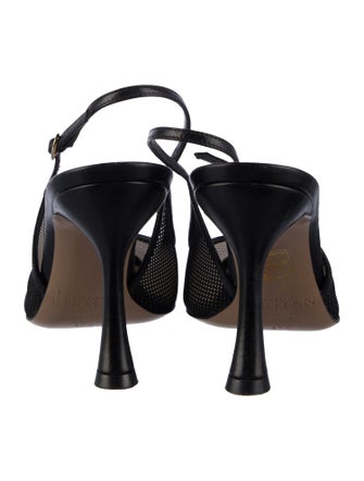 Alexandre Birman Leather Mesh Accents Slingback Pumps