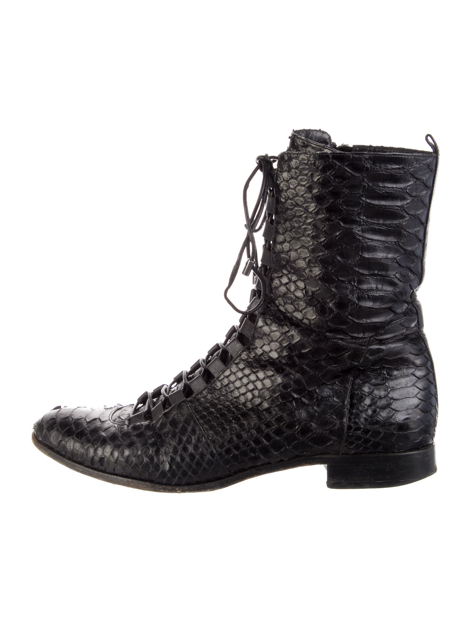 Alexandre Birman Embossed Leather Animal Print Combat Boots