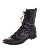 Alexandre Birman Embossed Leather Animal Print Combat Boots