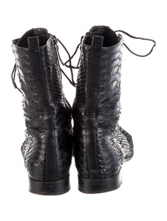 Alexandre Birman Embossed Leather Animal Print Combat Boots