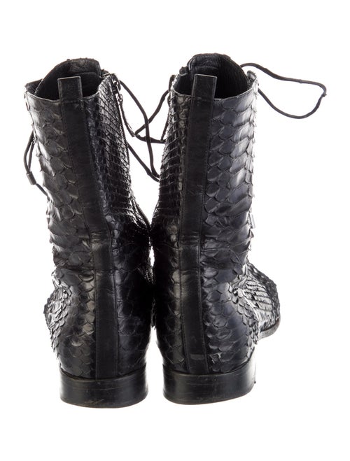 Alexandre Birman Embossed Leather Animal Print Combat Boots