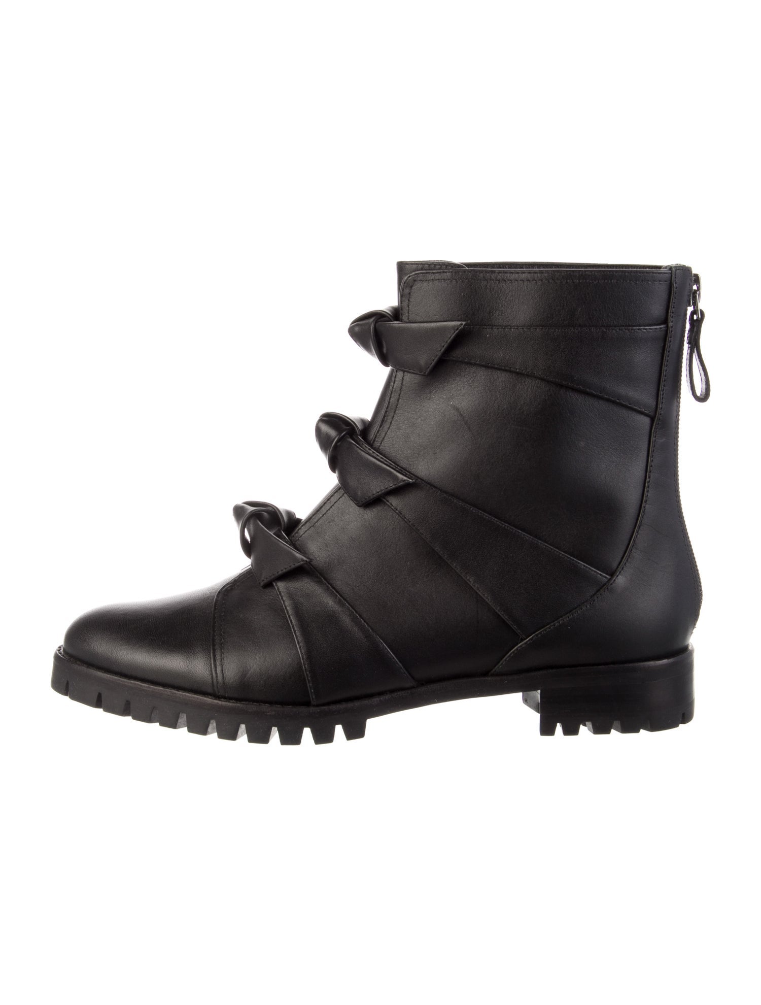 Alexandre Birman Leather Bow Accents Combat Boots