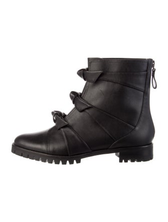 Alexandre Birman Leather Bow Accents Combat Boots