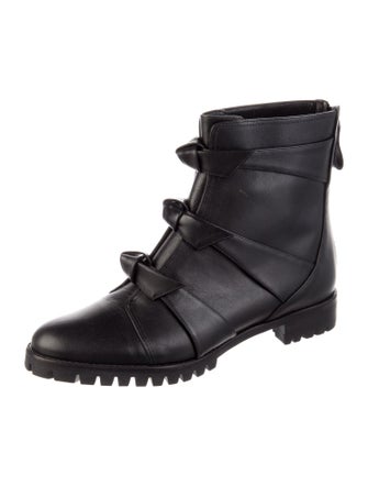 Alexandre Birman Leather Bow Accents Combat Boots