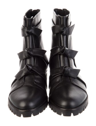Alexandre Birman Leather Bow Accents Combat Boots