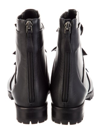 Alexandre Birman Leather Bow Accents Combat Boots