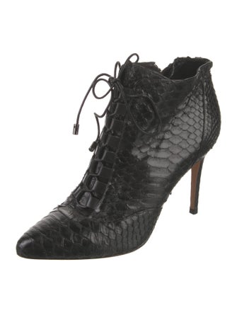 Alexandre Birman Snakeskin Animal Print Lace-Up Boots