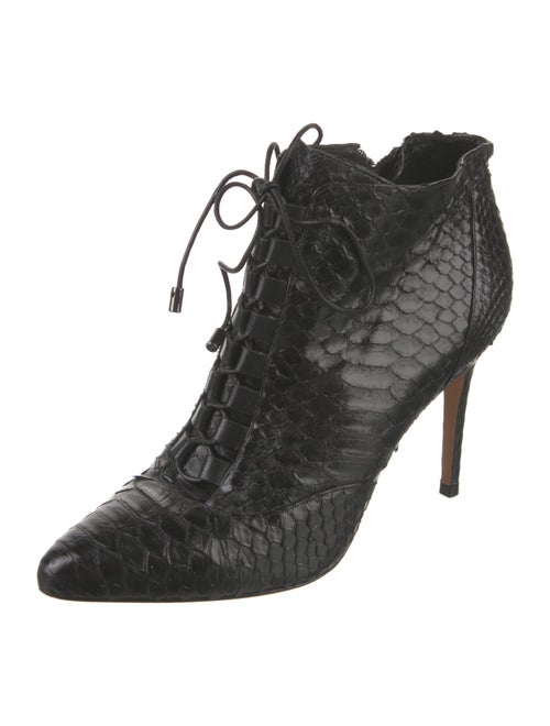 Alexandre Birman Snakeskin Animal Print Lace-Up Boots