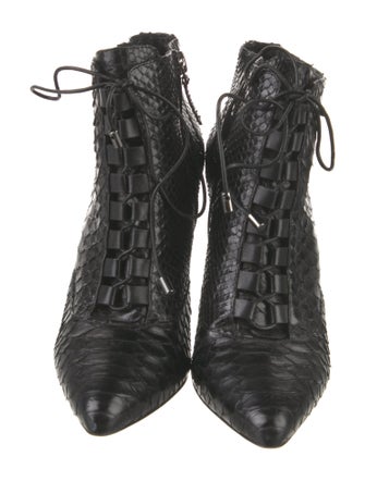 Alexandre Birman Snakeskin Animal Print Lace-Up Boots