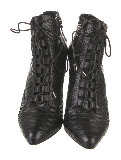 Alexandre Birman Snakeskin Animal Print Lace-Up Boots