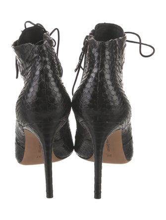 Alexandre Birman Snakeskin Animal Print Lace-Up Boots