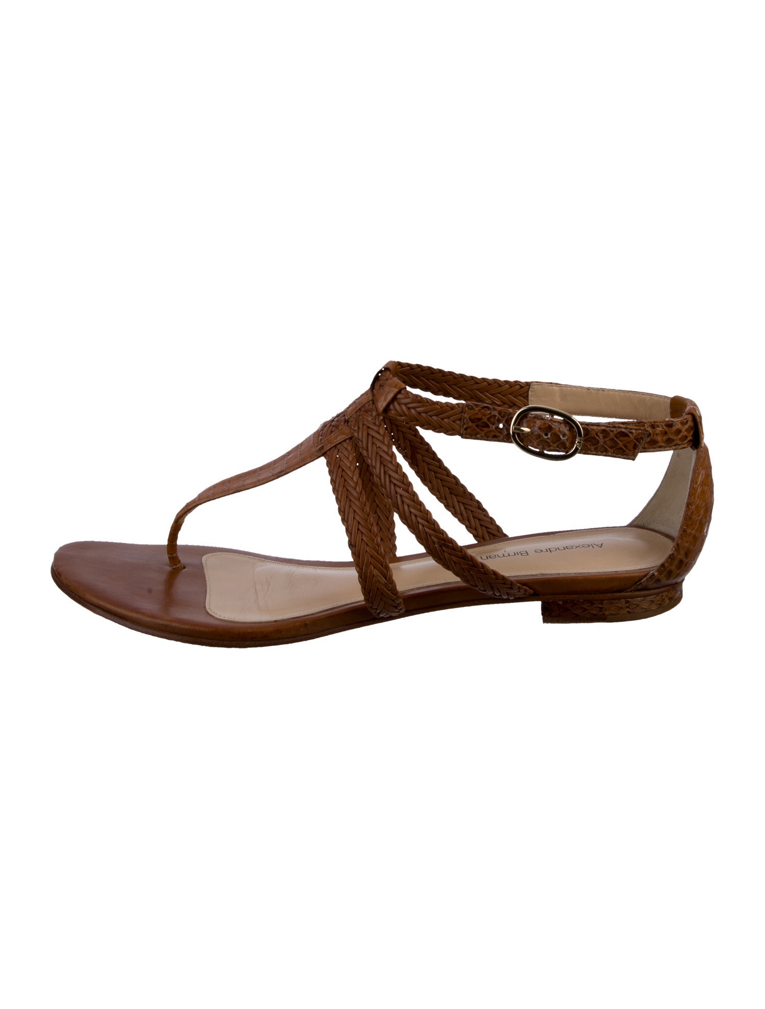 Alexandre Birman Leather Braided Accents T-Strap Sandals