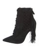 Alexandre Birman Suede Fringe Trim Accent Lace-Up Boots