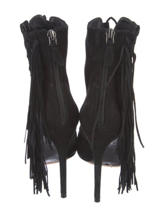 Alexandre Birman Suede Fringe Trim Accent Lace-Up Boots