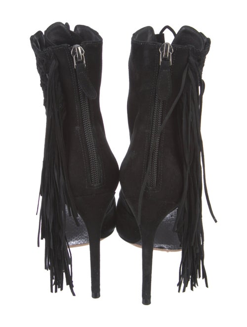 Alexandre Birman Suede Fringe Trim Accent Lace-Up Boots