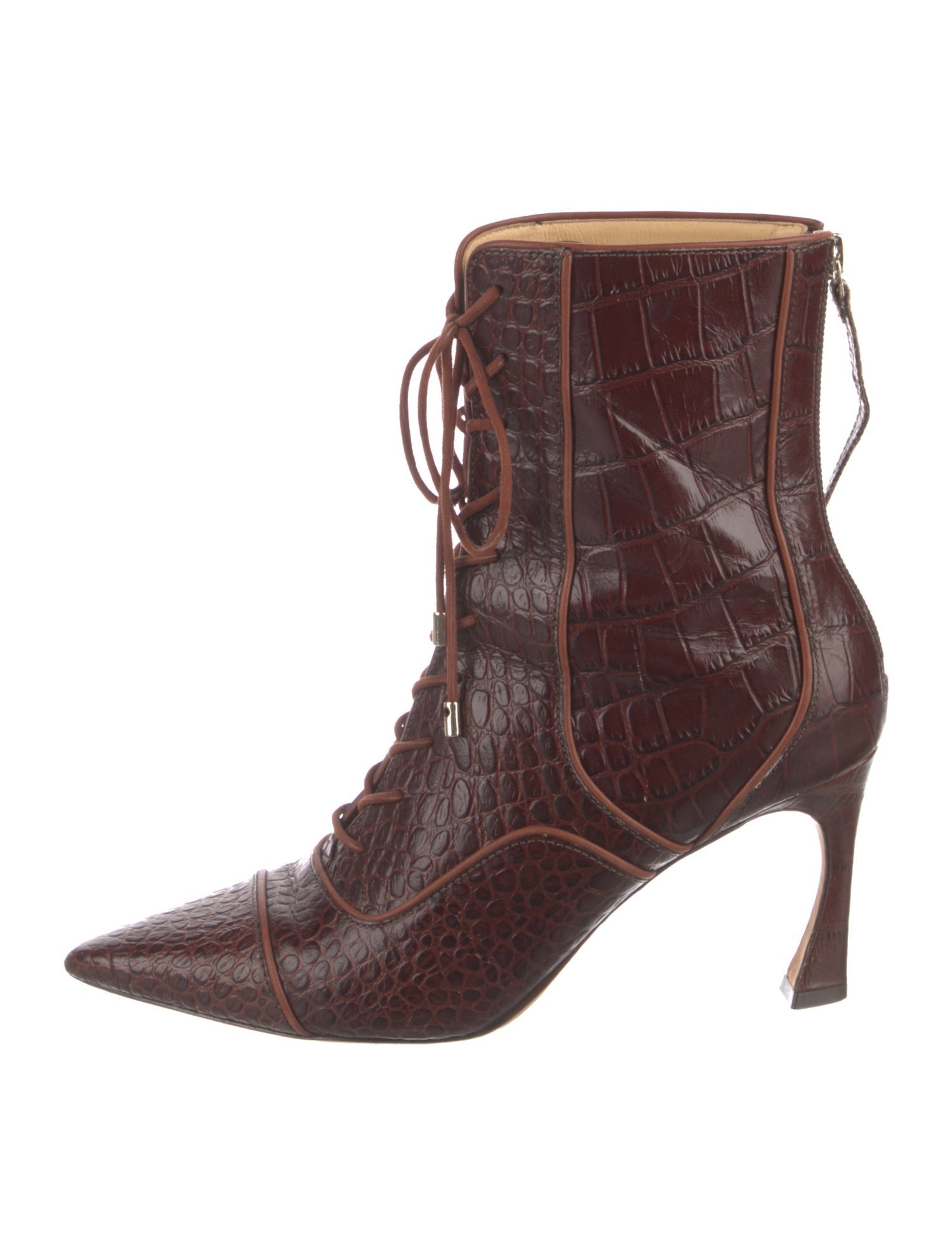 Alexandre Birman Embossed Leather Animal Print Lace-Up Boots
