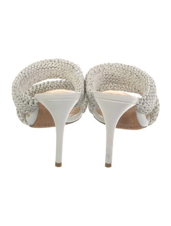 Alexandre Birman Leather Embroidered Accent Slides