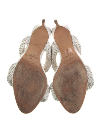 Alexandre Birman Leather Embroidered Accent Slides