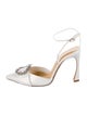 Alexandre Birman Satin Crystal Embellishments Slingback Pumps