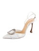 Alexandre Birman Satin Crystal Embellishments Slingback Pumps