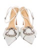 Alexandre Birman Satin Crystal Embellishments Slingback Pumps