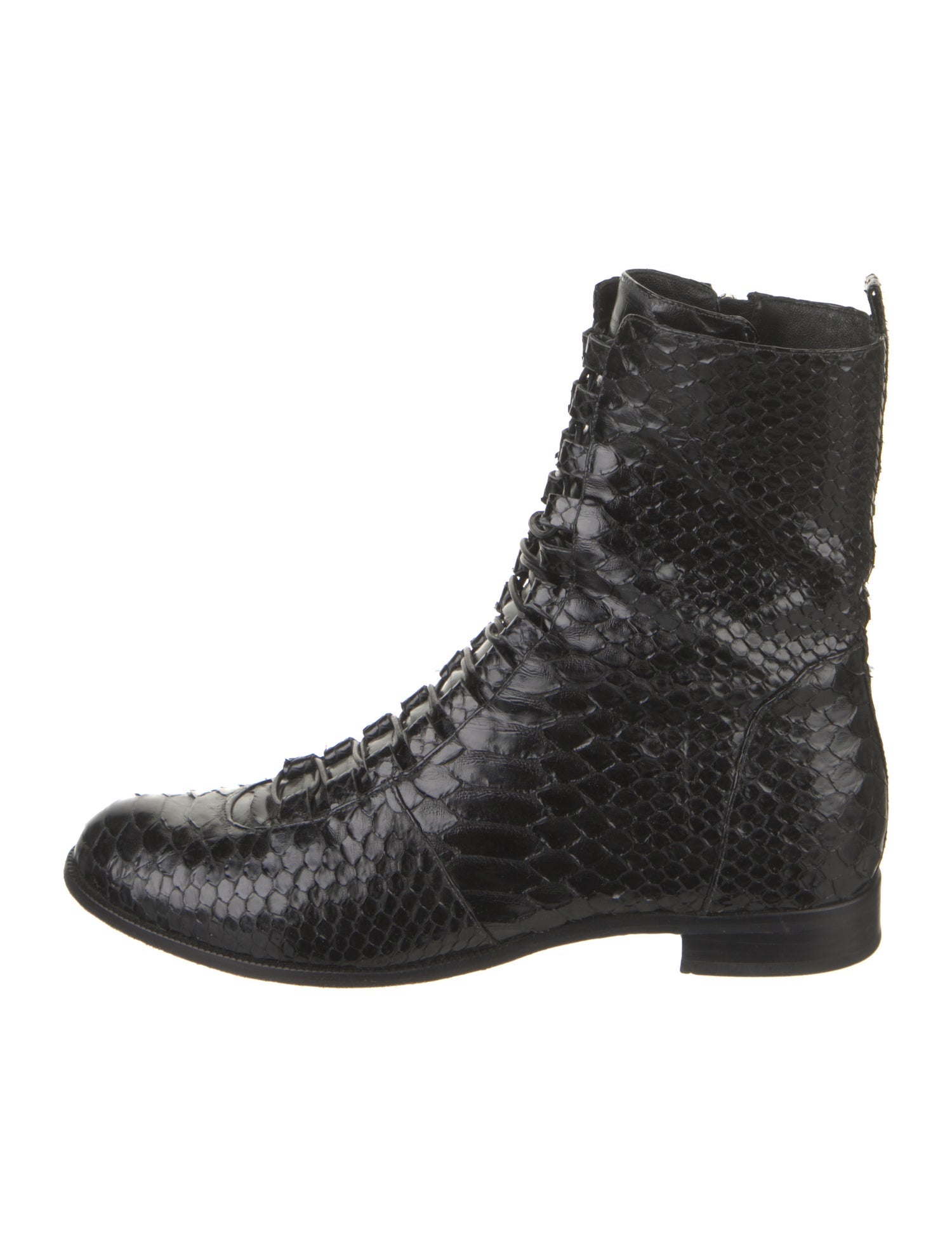 Alexandre Birman Snakeskin Combat Boots