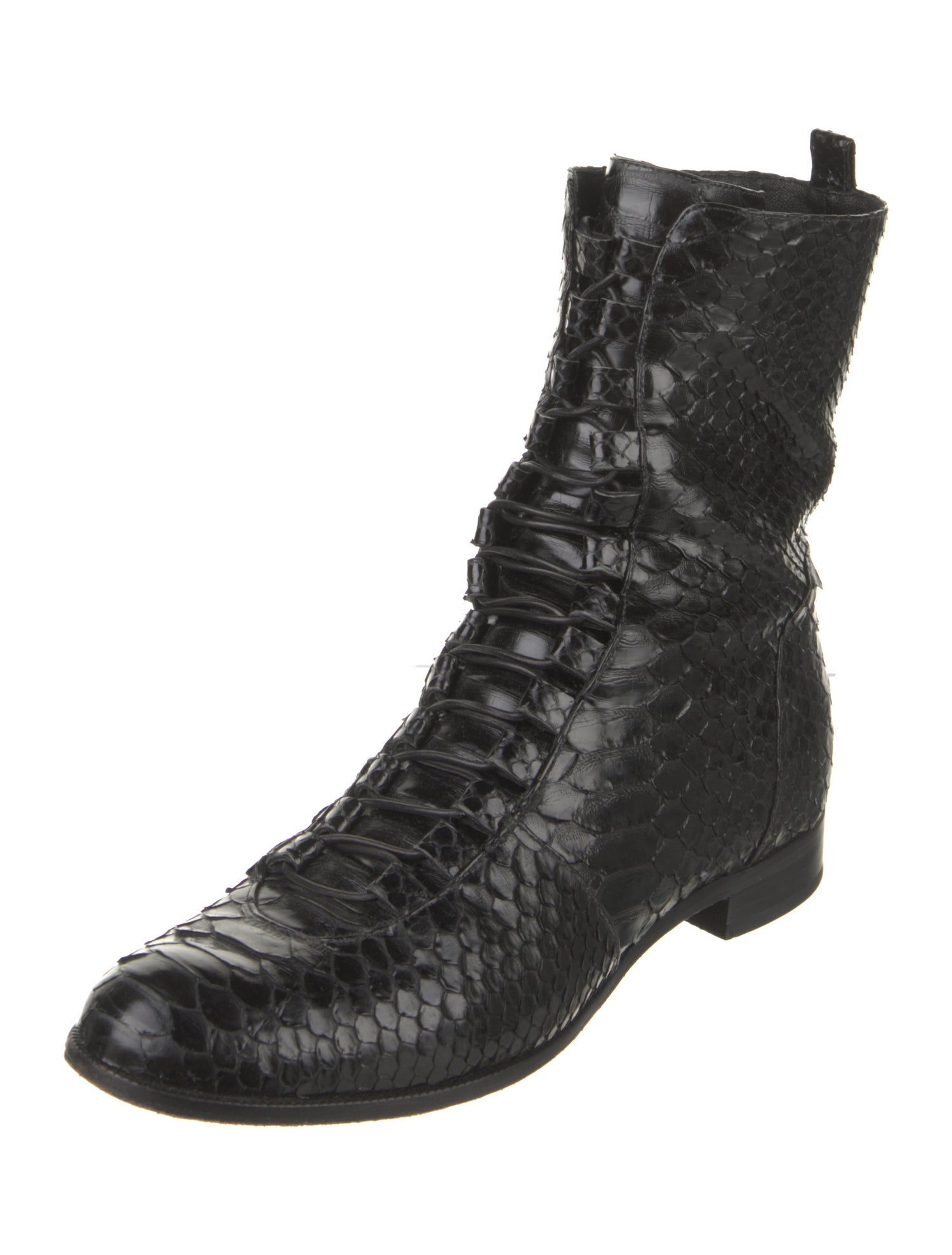 Alexandre Birman Snakeskin Combat Boots