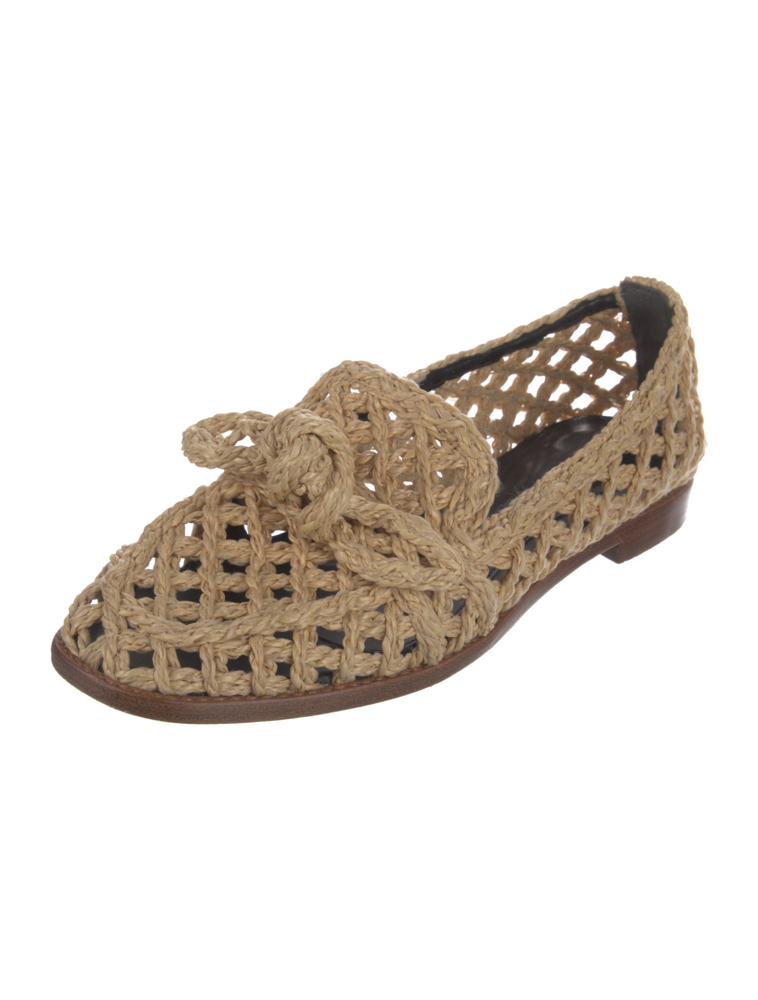 Alexandre Birman Jute Bow Accents Loafers