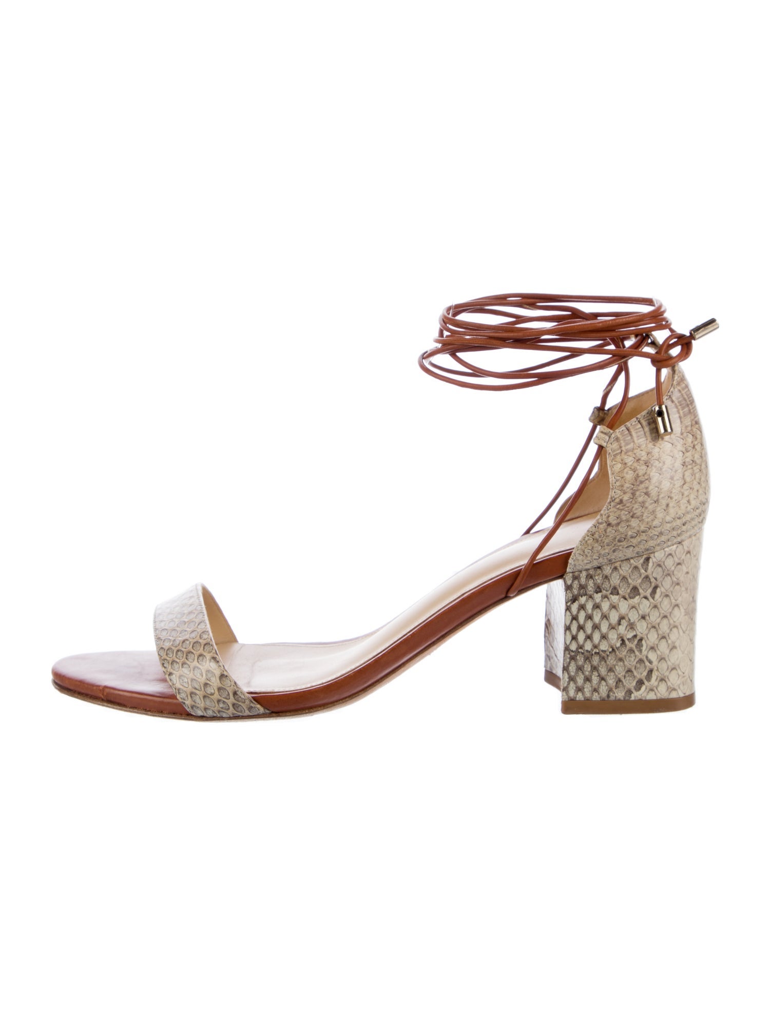 Alexandre Birman Embossed Leather Animal Print Sandals