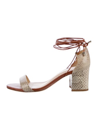 Alexandre Birman Embossed Leather Animal Print Sandals