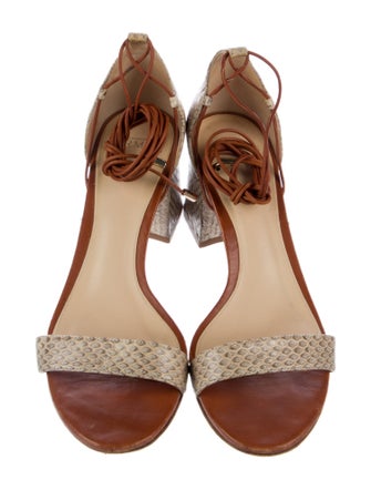 Alexandre Birman Embossed Leather Animal Print Sandals