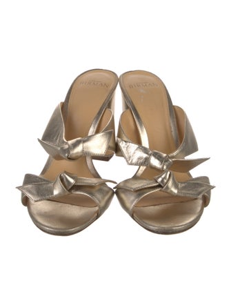 Alexandre Birman Leather Bow Accents Slides