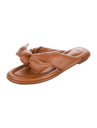 Alexandre Birman Leather Bow Accents Slides