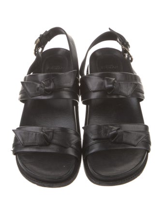 Alexandre Birman Leather Bow Accents Slingback Sandals